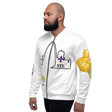 Load image into Gallery viewer, Unisex Bomber Jacket-White