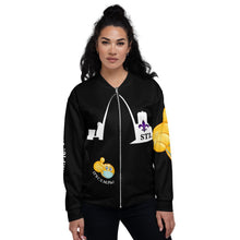 Load image into Gallery viewer, Unisex Bomber Jacket-Black