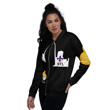 Load image into Gallery viewer, Unisex Bomber Jacket-Black